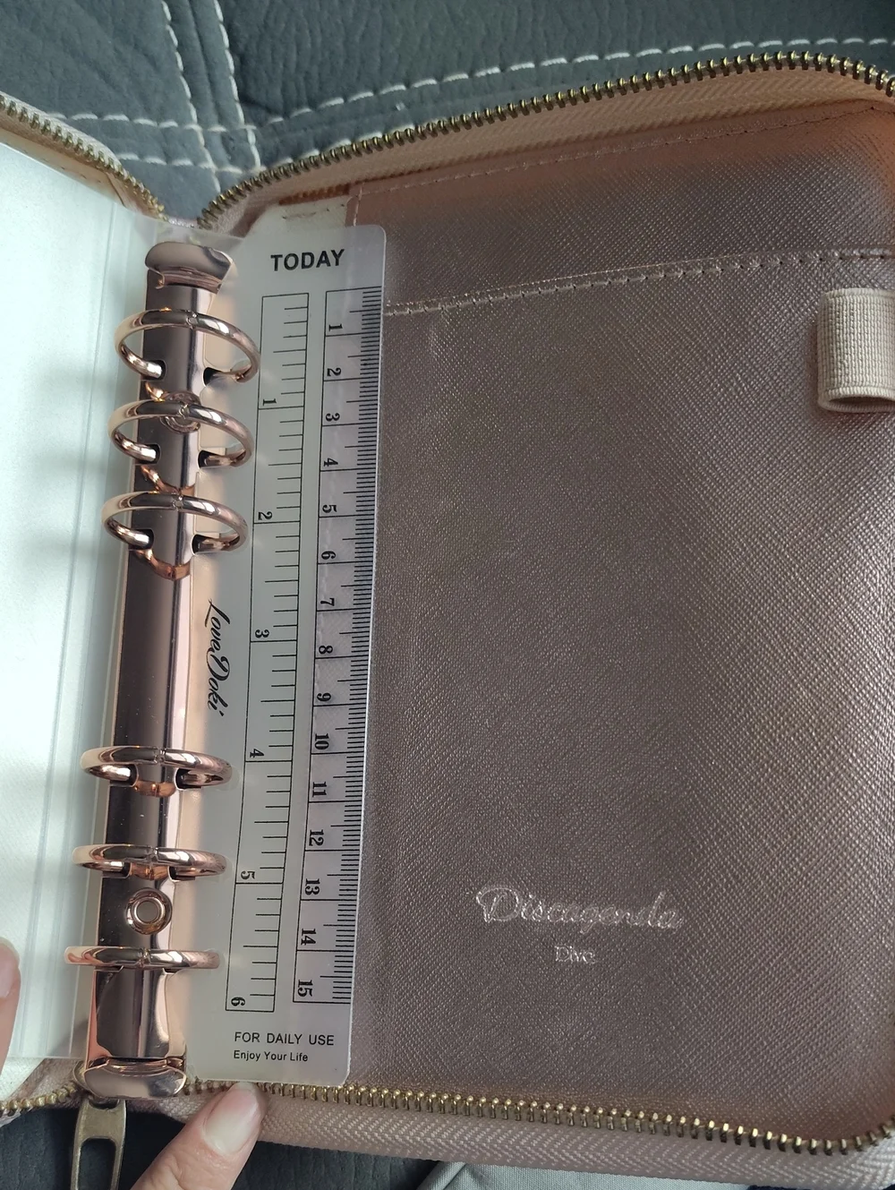 A6/Personal Rose Gold Zip Planner Folio